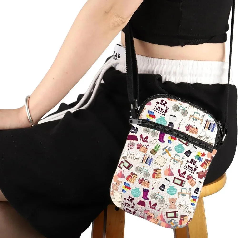 Canvas Crossbody Bag Thrifter Gift Unique Yard Sale Lover Travel Purse